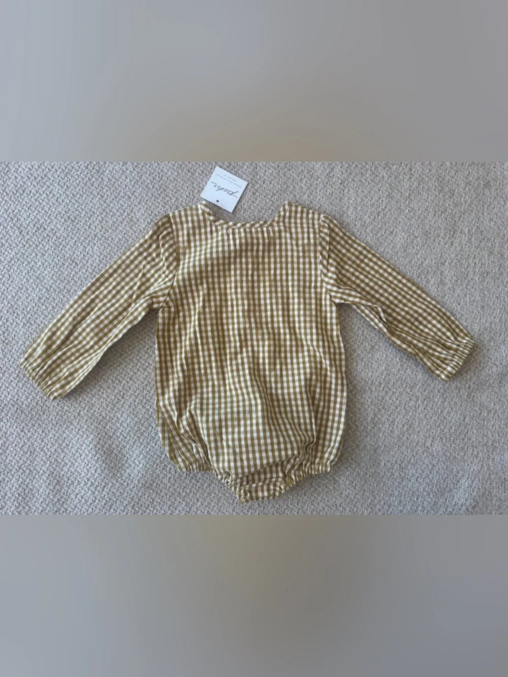 Pehr gingham long sleeve one piece 12-18m